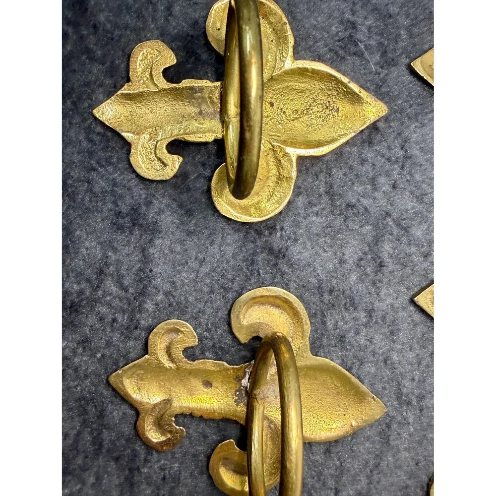 Vintage Brass Fleur de Lis Napkin Rings Set of 7 French Table Decor